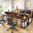 78.74" W Double Computer Desk With Monitor Stand, Two Person Desk With 4 Open Shelf-493810718