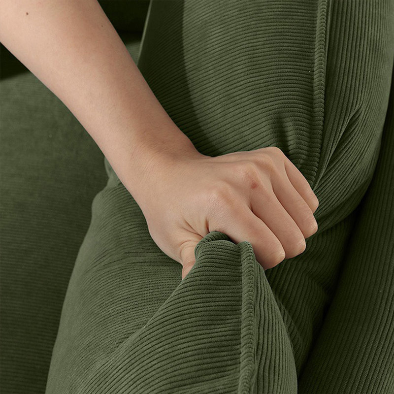 Coussin en velours côtelé vert, H 30,71 po x l 110,24 po x P 38,19 po, 4