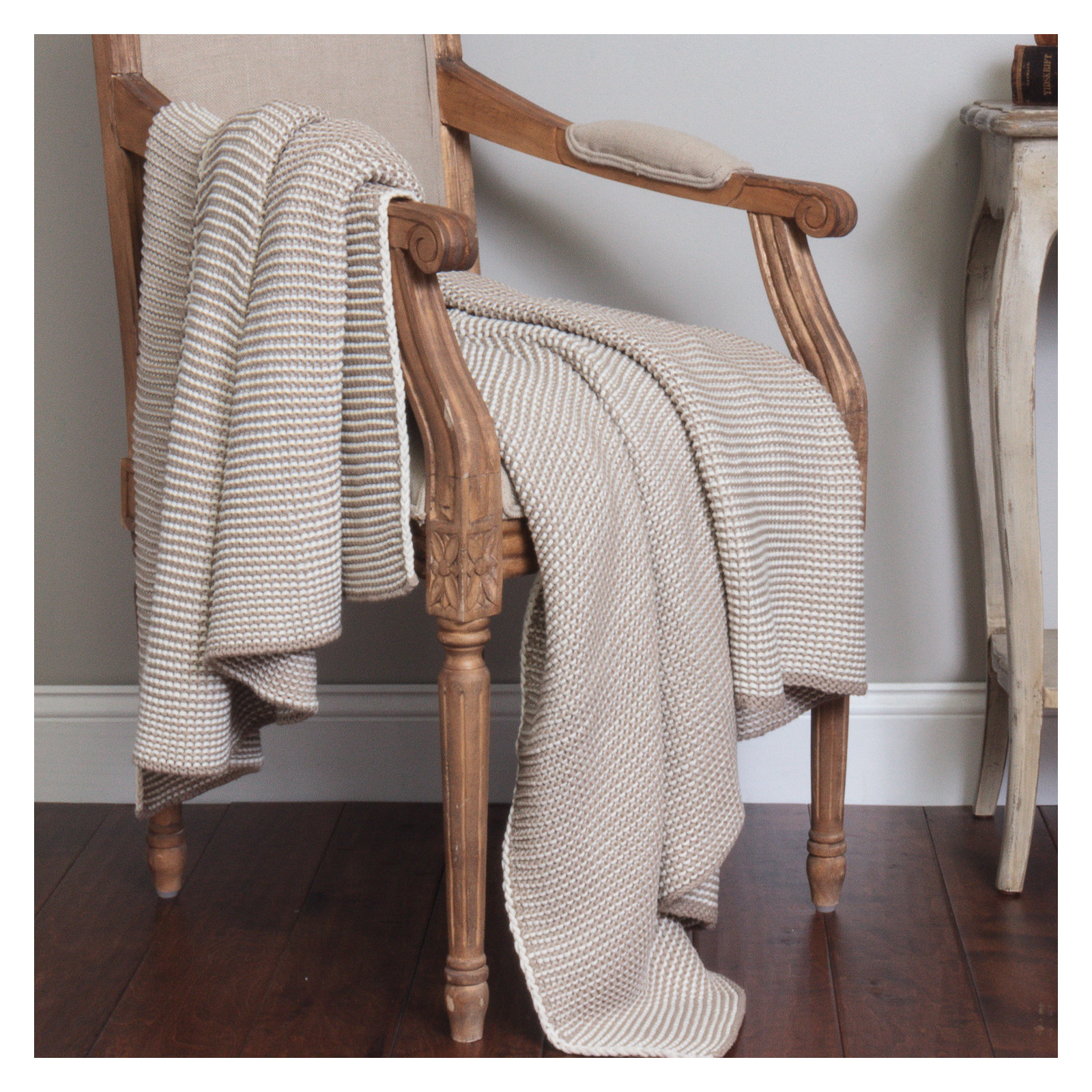 Cohen Cotton Knitted Throw Blanket, Natural