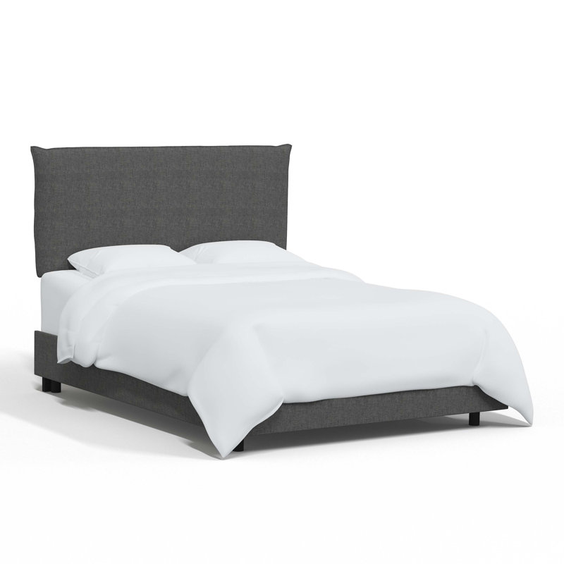Lit tapissier standard à profil bas Bessinger, Lin gris anthracite texturé Zuma, Double