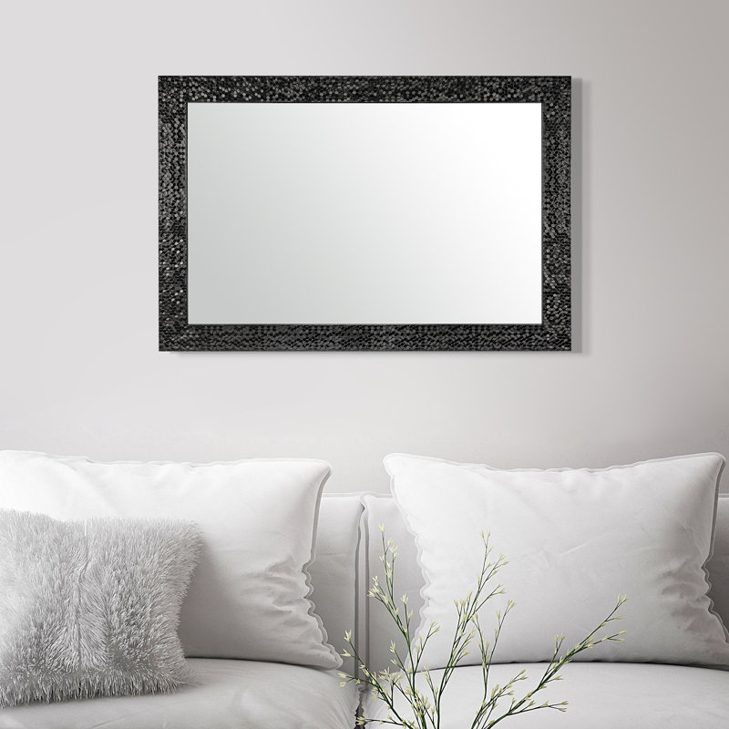 Ingulf Metal Flat Wall Mirror, Black, 103cm H x 73cm W 