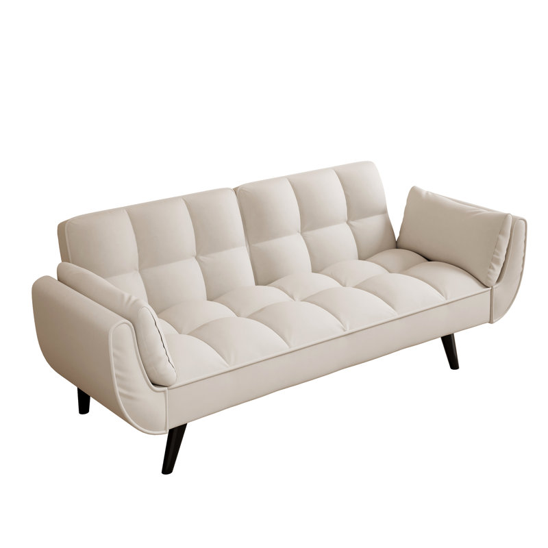 57 inch beige sofa soft two armrests throw pillow pillow