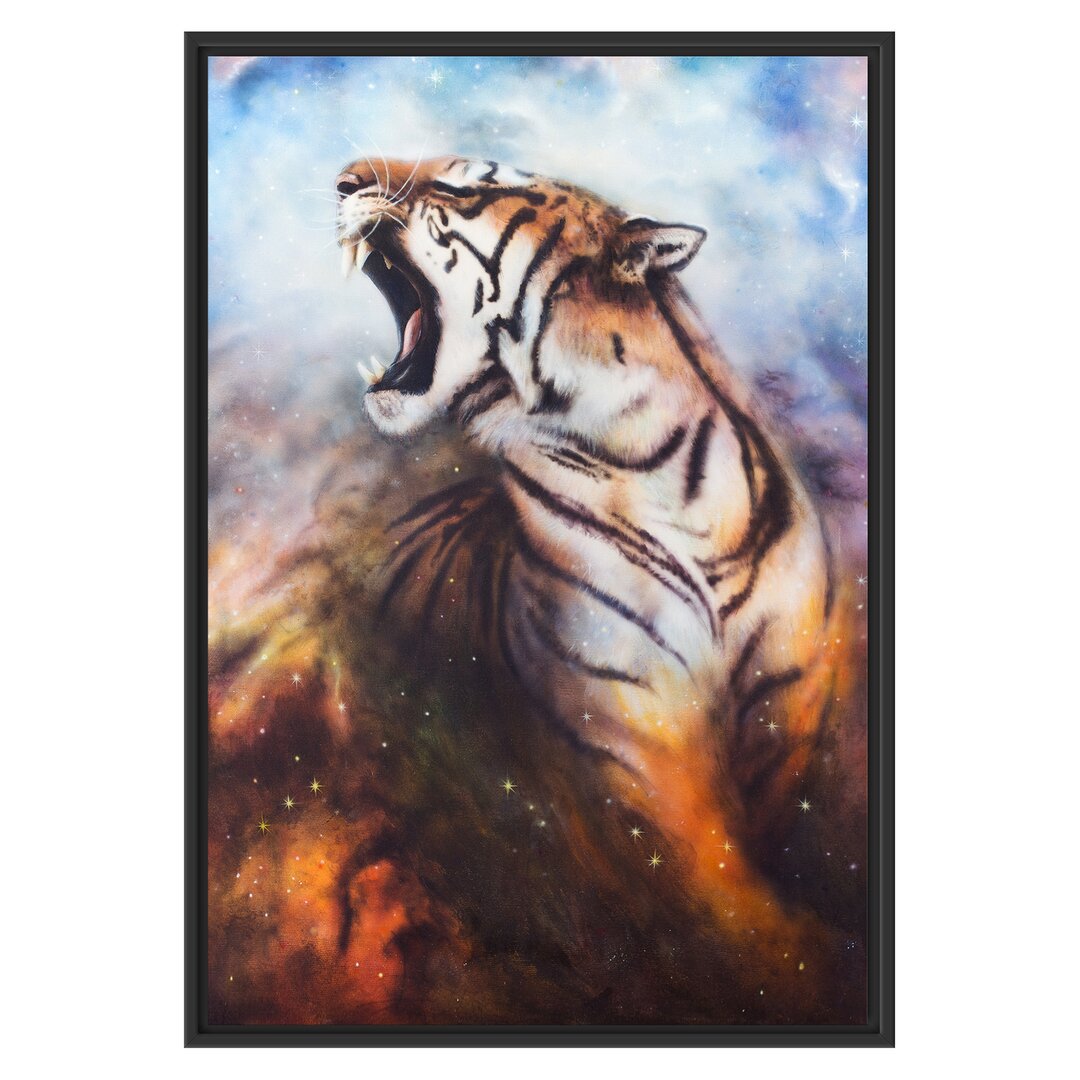 Gerahmtes Wandbild Gemälde eines Tigers