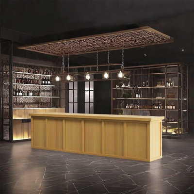 Large Rectangular Bar Counter，Rustic Reception Desk