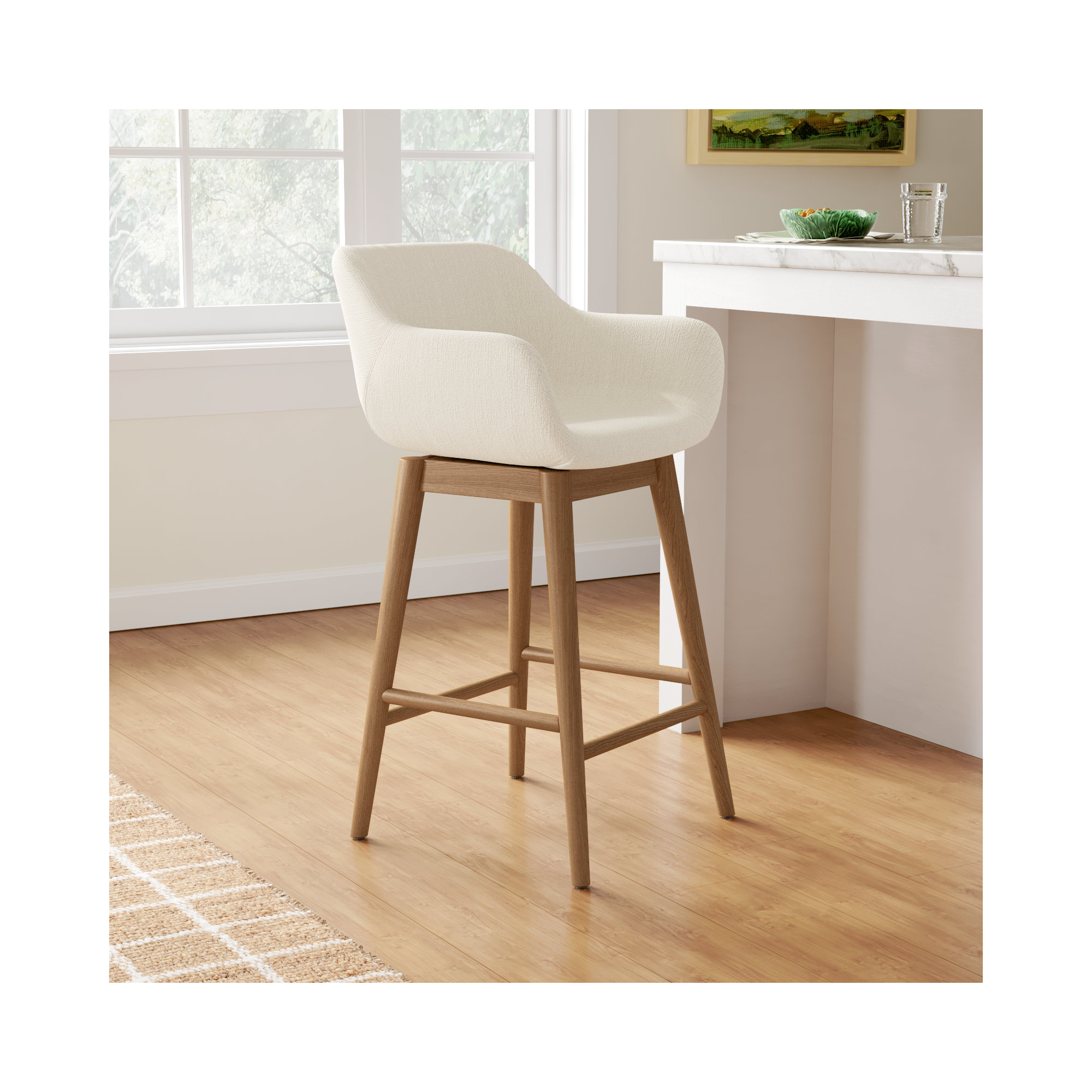 Bahari Swivel Stool-Kerbey Ivory-Counter, Counter Stool (26.50” Seat Height)