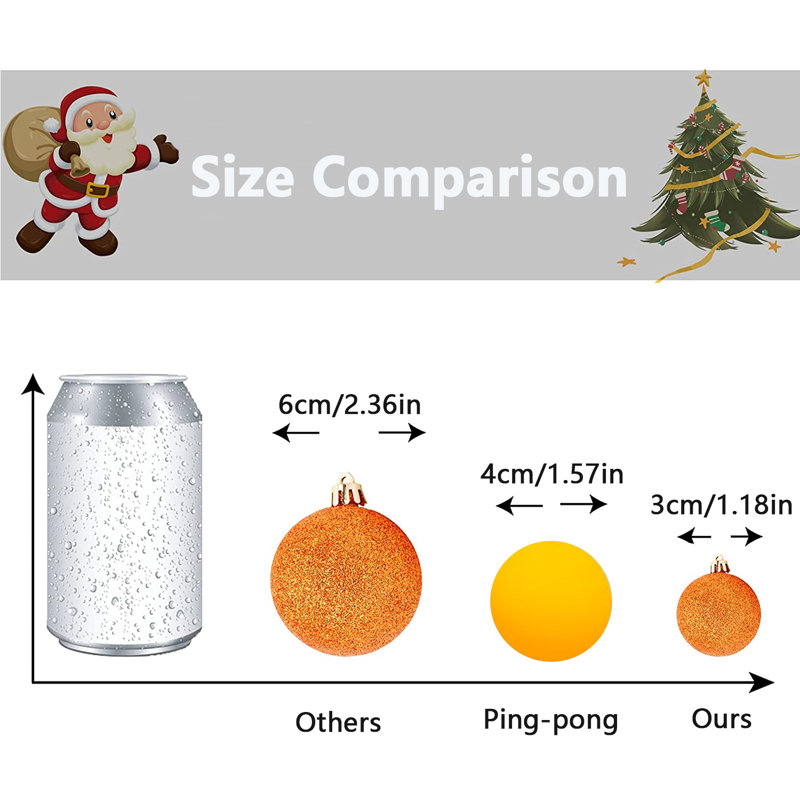 Ensemble 24 pièces d'ornement boule de Noël, Orange