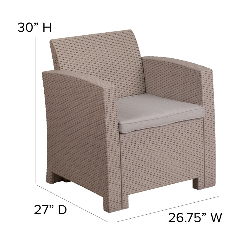 Alderman Faux Rattan Chair with All-Weather Cushion, Light Gray