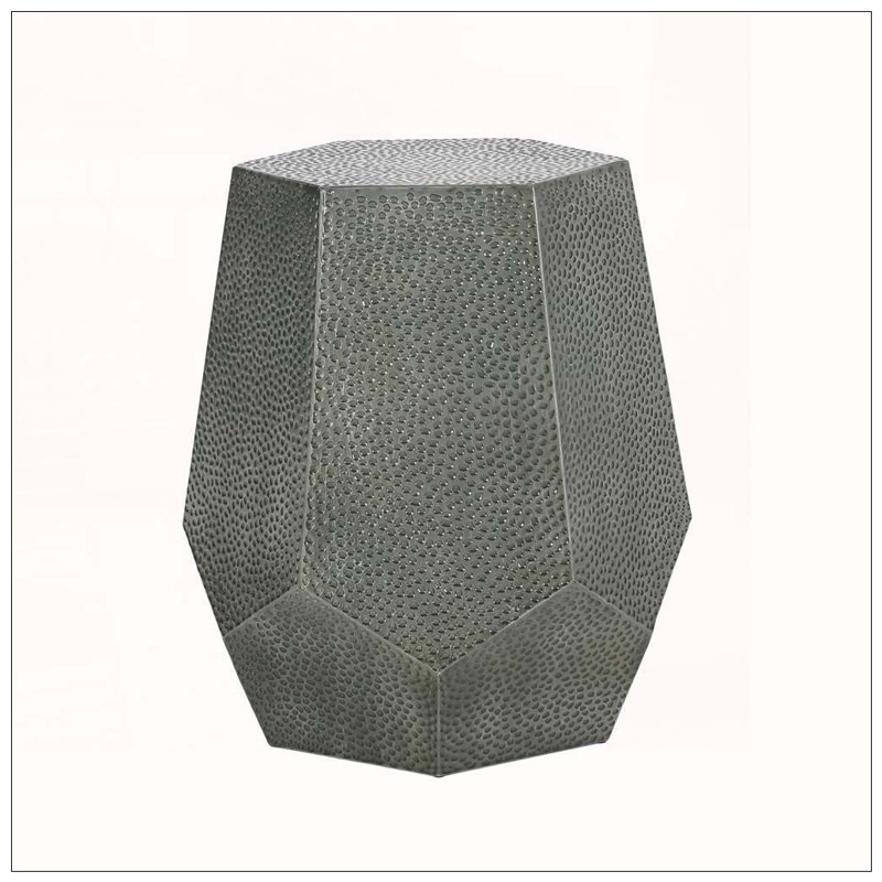 Table d'appoint géométrique moderne en fer martelé, Argent antique