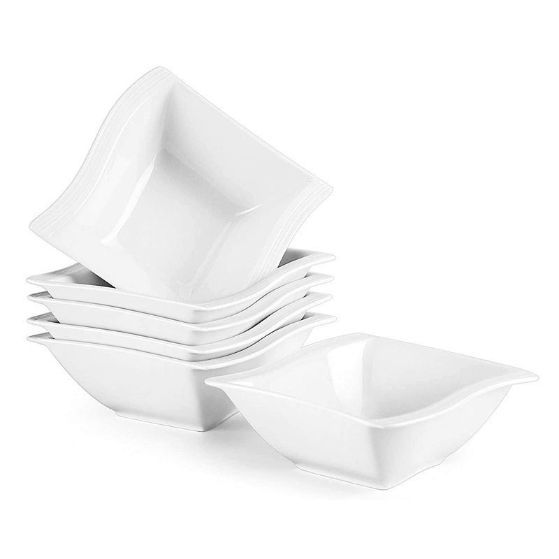 Color 6-Piece China Porcelain 350Ml Cereal Bowl, Dining Bowl, Service For 6, Ivory White