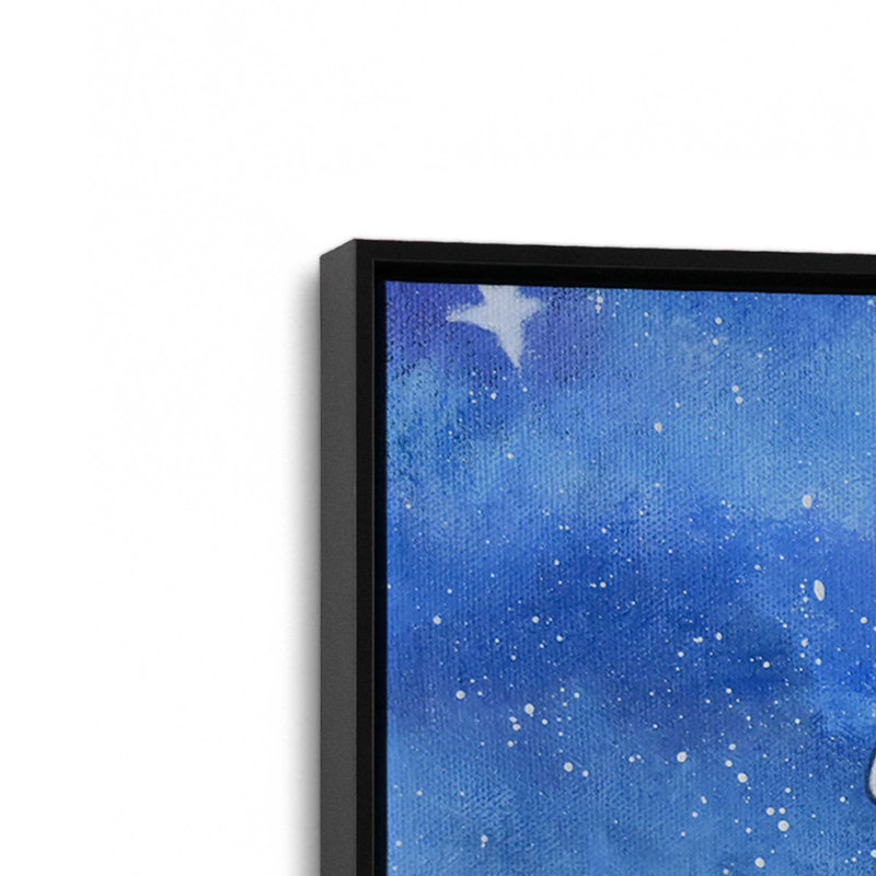 Nuit des lapins aux étoiles, H 12,75 po x l 18,75 po, Toile avec cadre, Noir satiné