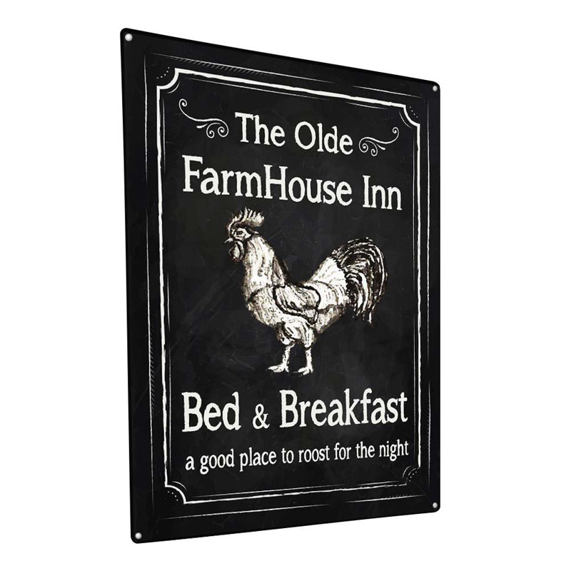 Plaque métallique coq Farmhouse Inn, H 23,2 po x l 17,2 po x P 0,04 po