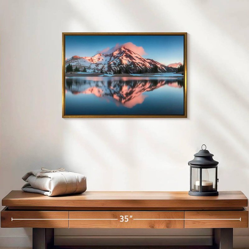 South Sister Mountains, Cadre flottant doré, 19 po x 13 po
