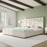 Oceant Deshotel Farmhouse Bed Frame with 4 Drawers
