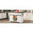 White Kitchen Island With 47" Drop Leaf And Power Socket, Rolling Cart 2 Sliding Barn Doors Spice Rack For Home Dining 53.7" Wheels Supply, Leaf, 3 Drawers Dining,-1637861635
