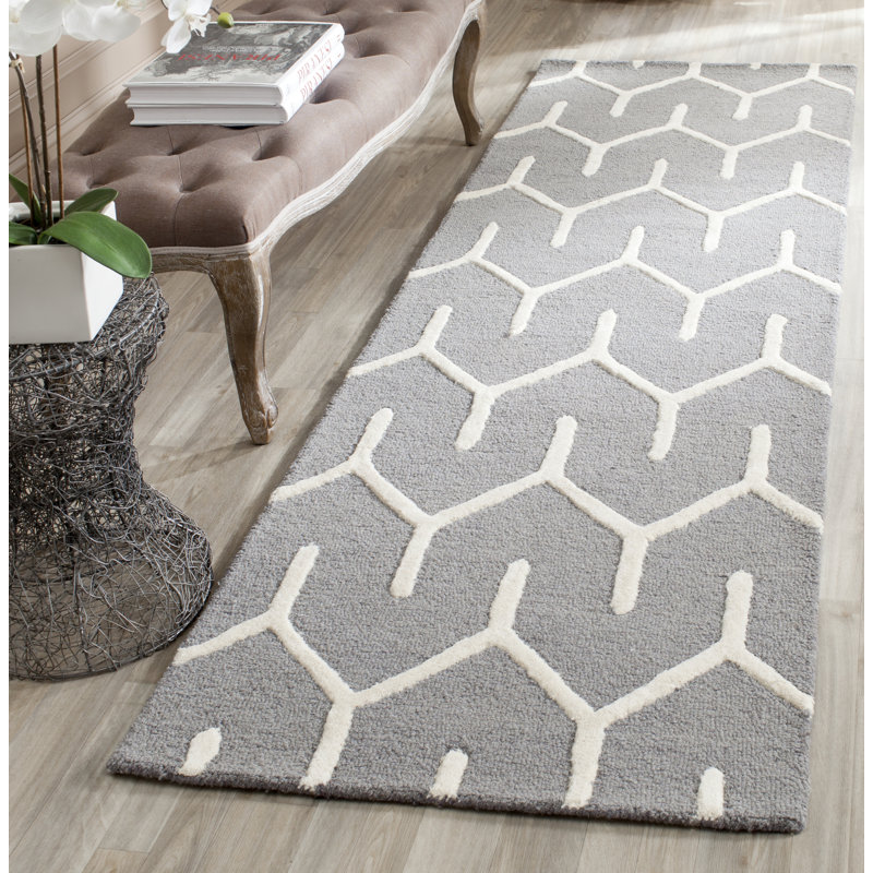 Deedgra Hand Tufted Wool Geometric Rug, Runner 2'6" x 8'