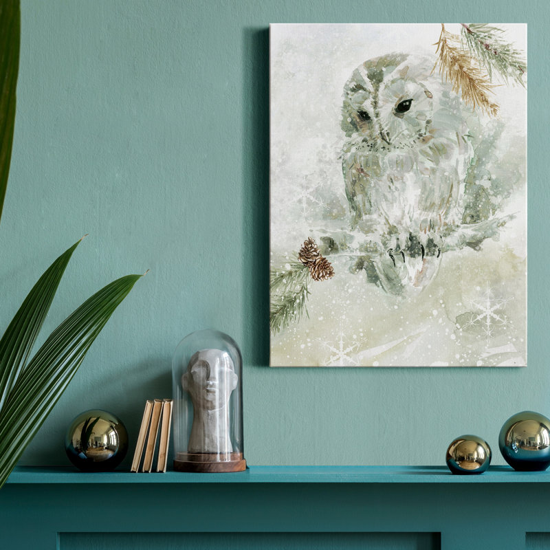 Hibou hivernal, reproduction d'art sur toile tendue, H 36 po x l 24 po x P 1 po