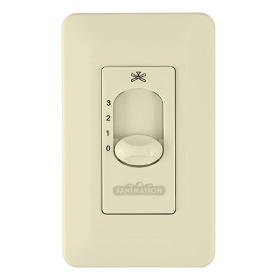 Ceiling Fan Wall Control For Up To Two Fans, Non-Reversing - 3 Speed Fan Only - Light Almond