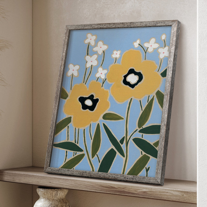 Impression sur bois Woodblock Floral II - bois massif 47904, H 11 po x l 9 po