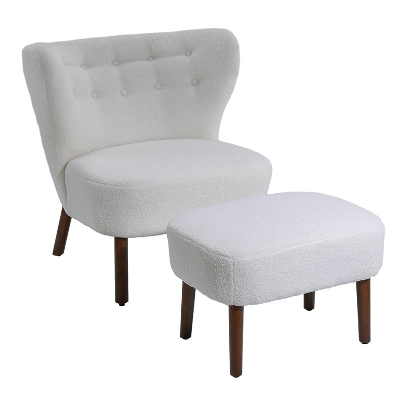 Juliane Upholstered Wingback Chair with Footstool