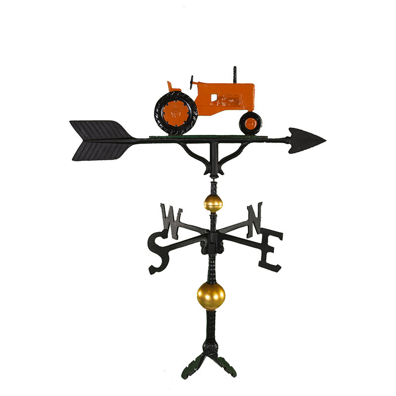 Deluxe 32'' Orange and Black Aluminum Tractor Weathervane
