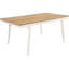 Cinq pièces de salle à manger avec finition rectangulaire naturelle, base, chaises rembourrées à dossier à lattes confortables pour table de repas du week-end, six places assises, rassemblement vertical