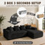 3 Seater Corduroy Sofa & Chaise-985689597-989797055