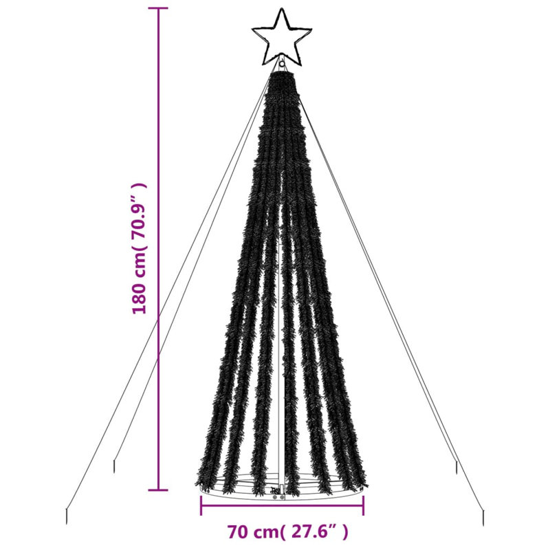 The Holiday Aisle® Christmas Tree Light Cone 275 Leds Colourful 70.9", Coloful