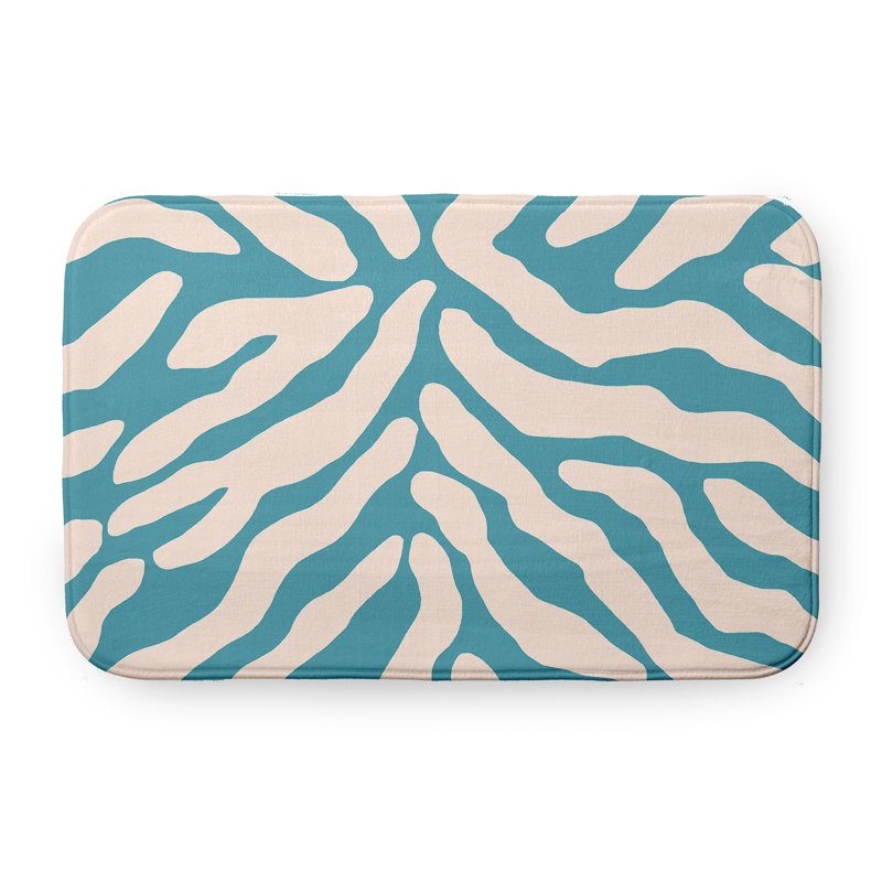 Tapis de bain Flora and Fauna, L 17 po x L 24 po, Bleu sarcelle