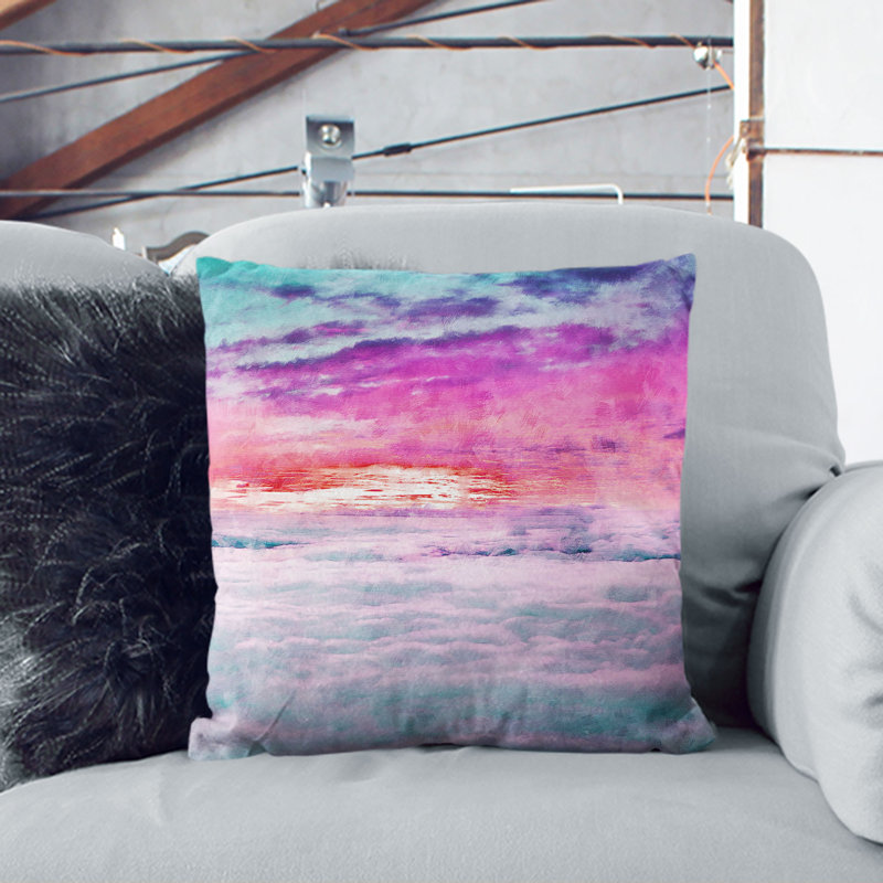 Ocean of Clouds Painting Cushion with Filling, 40cm H x 40cm W x 15cm D, Black