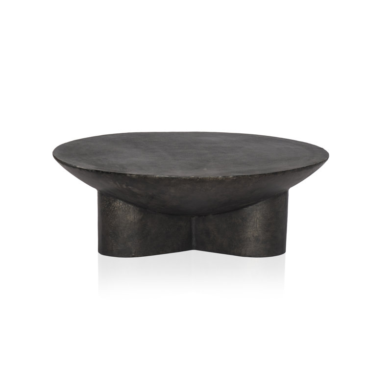 Raw Black Aluminum Round Coffee Table with Storage