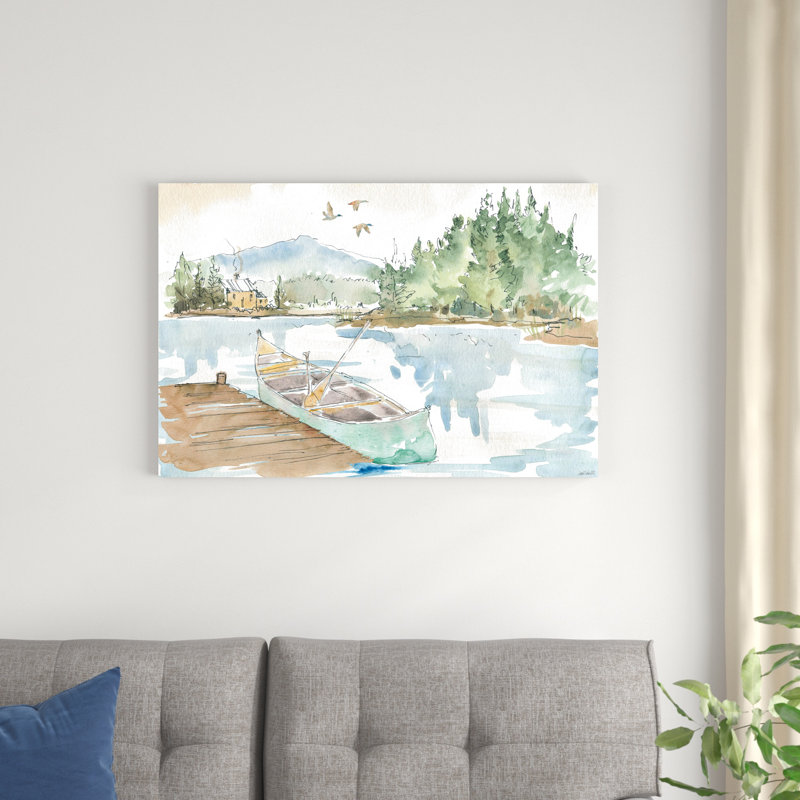 Lakehouse I, reproduction d'art à la machine, H 24 po x l 36 po, Impression encadrée sans passe-partout, Noyer