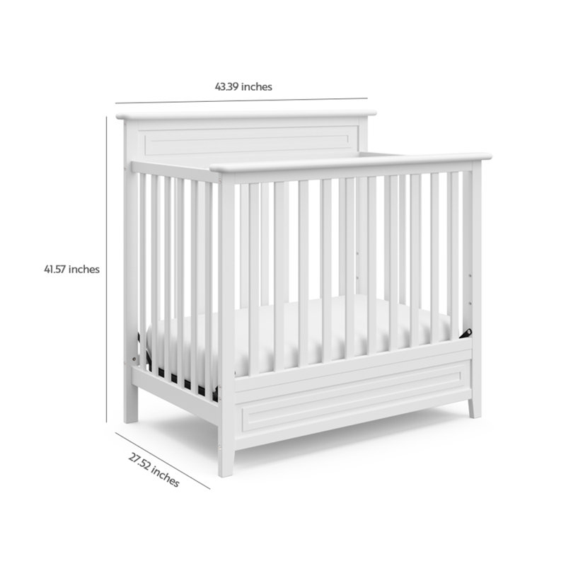 White 4-in-1 Convertible Mini Crib with Mattress