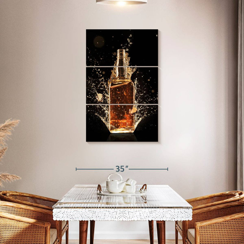 Yarlin Whiskey Bottle Splash, 45" H x 28" W