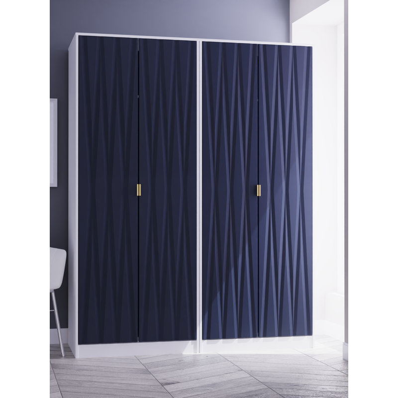 Baturhan Manufactured Wood Wardrobe, Indigo Matt/White