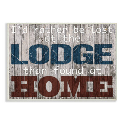 «Lost at the Lodge Funny Word Country Home Wood Textured Design», impression sur toile