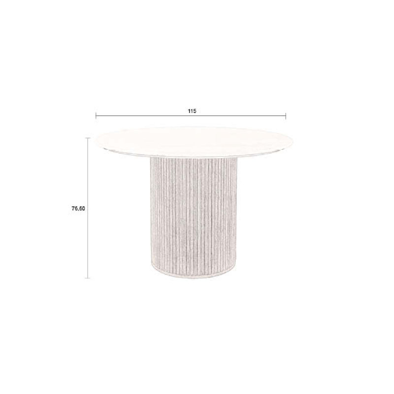 Dining Table Round Stone Top Solid Wood Base Dining Table