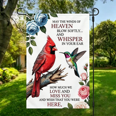 Welcome Garden Flag ,Double Sided 12x18 Inch Yard Flags,White red bird flowers