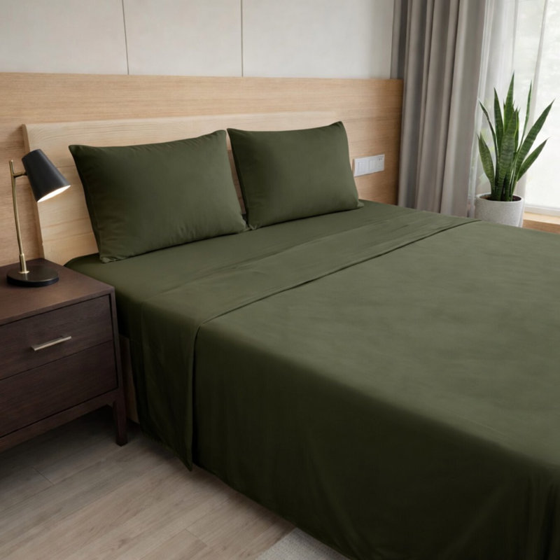 Ultra Soft Bamboo Sheet Set - 4 Pc Set - Wrinkle Resistant - Cooling Sheets with Deep Pockets, Hunter Green