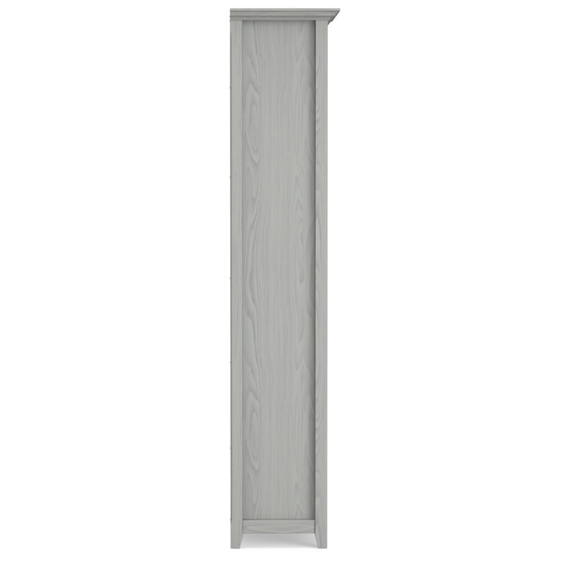 Fog Grey Solid Wood Adjustable 5-Shelf Bookcase