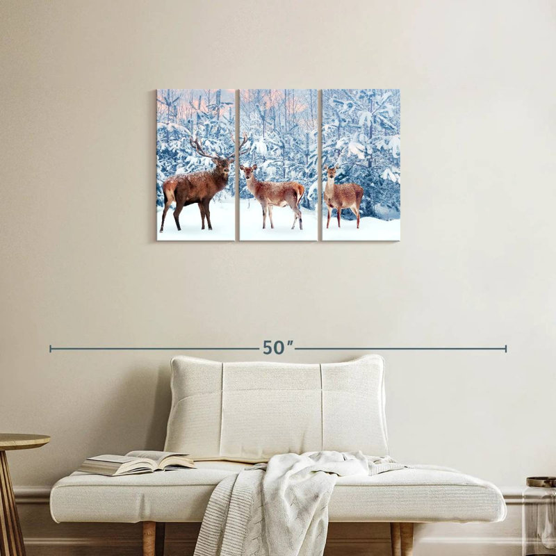 Deer In Winter, 20" H x 33" W