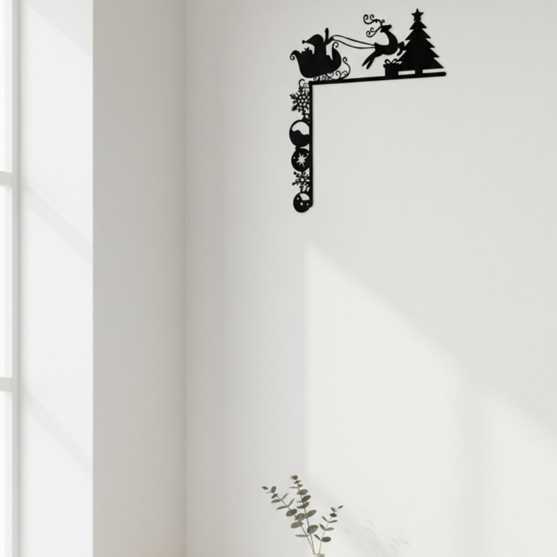 Adhésif décoratif de coin de Noël traîneau et renne amovible