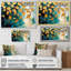 Décoration murale émeraude étreinte dorée I - feuilles-213068439-213068435-213068433