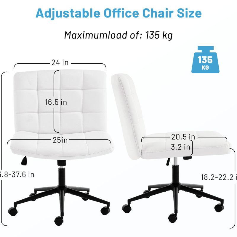 Chaise pivotante blanche à 360 degrés avec hauteur réglable et coussin confortable à haute densité pour coiffeuse