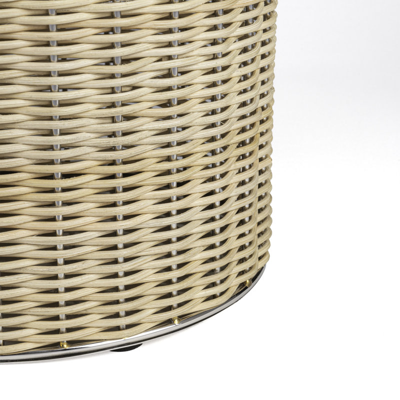 Asher Chrome and Natural Wicker Cylinder Waste Basket
