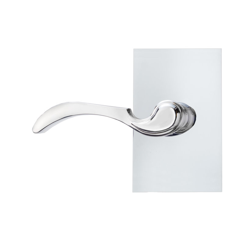 Faux levier Bravura 903-8 sur rosette contemporaine rectangulaire en chrome poli - droite, Chrome poli, Droite
