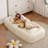 Modular Sofa Bed, Floor Sofa, Human Dog Bed For Adults And Pets, Foldable Lazy Sofa Bed With 5 Adjustable Position, Includes 2 Soft Pillows For Bedroom, Living Room, Reading Corner(Off White)