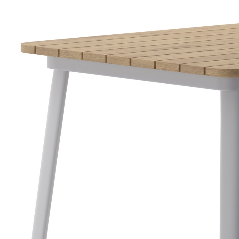Gwennette 31.5" Square Commercial Poly Bar Top Restaurant Table with Steel Frame, Brown Top/Silver Base