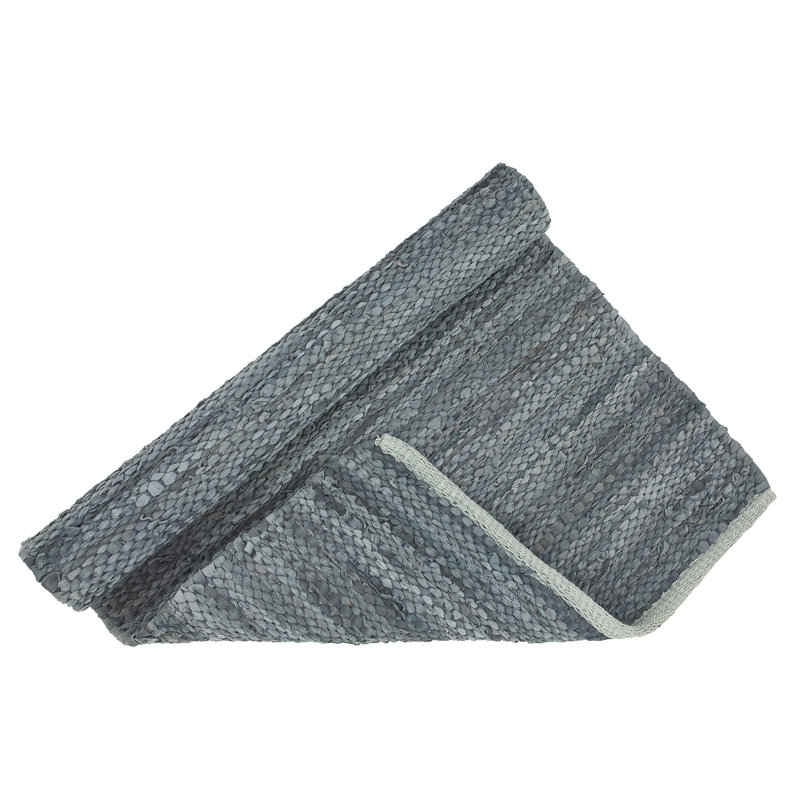 Tapis gris en cuir / coton noué à la main, Rectangle 2 pi x 3 pi