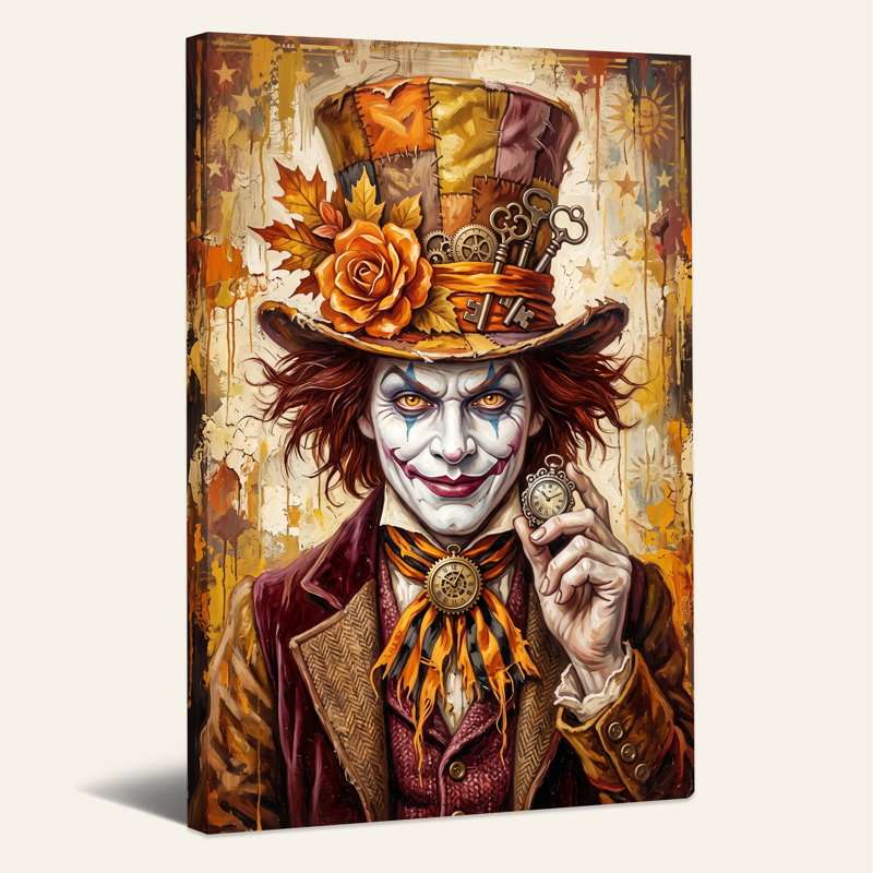 «Mad Hatter» avec art et toile orange, H 18 po x l 12 po