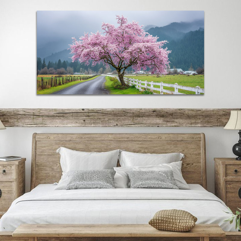 Décoration murale sur toile GUTTATY Spring, peinture de paysage floral, affiche d'impressions d'arbres de la forêt naturelle, grande œuvre d'art printanière pour le salon, chambre à coucher, bureau, décoration murale, cadeau prêt à être accroché, 24 po x 48 po